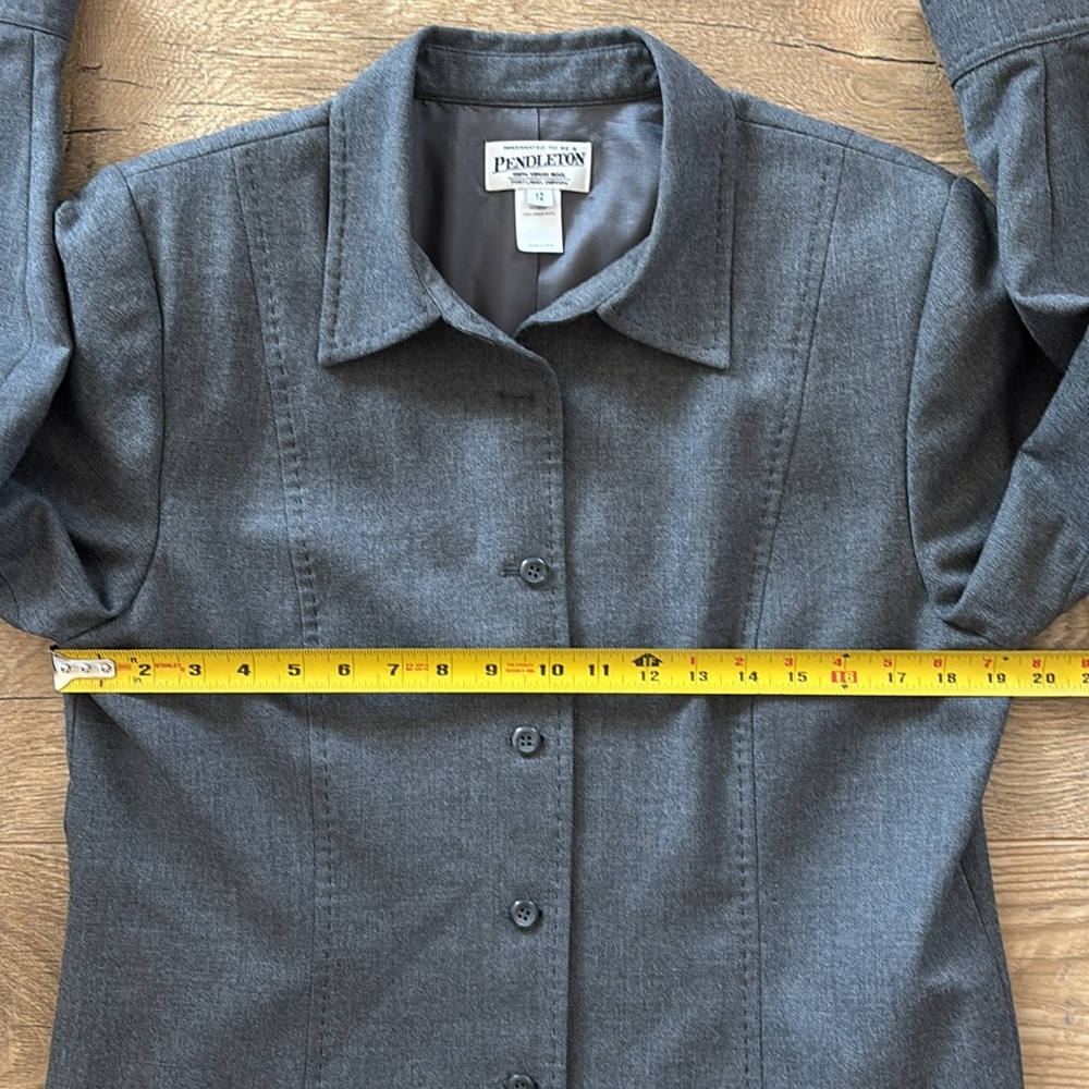 Pendleton 100% Virgin Wool Gray Button Front Jack… - image 5